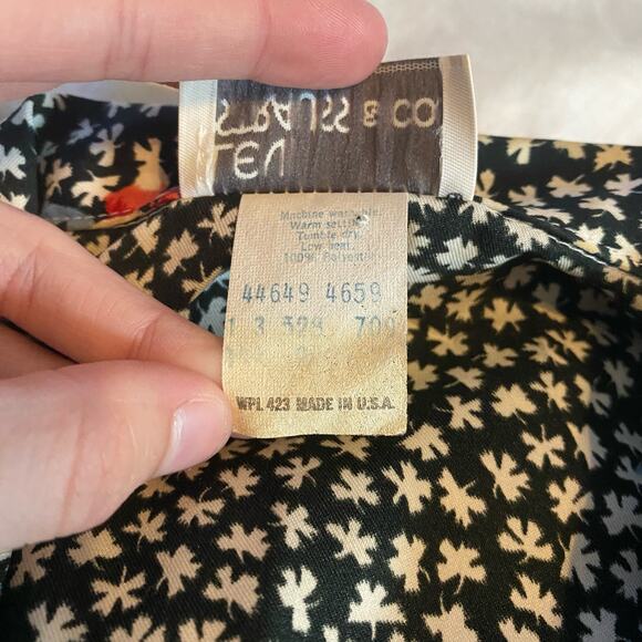 Levi Strauss Vintage Button Up Large Black White Floral Made in USA Cottagecore - Picture 4 of 13